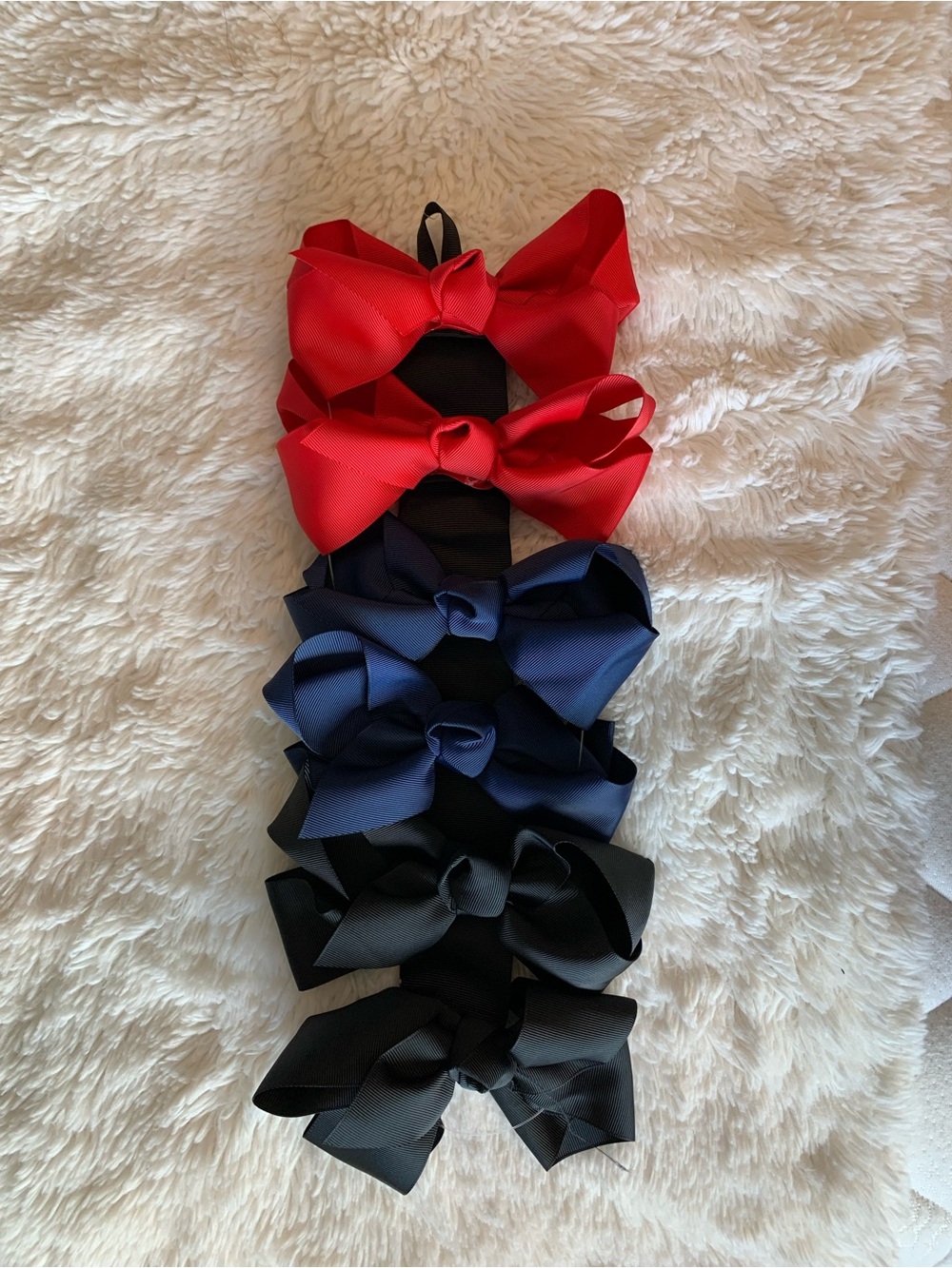 Nwt-Set of Grosgrain Hair Bows in Red, Navy and Black